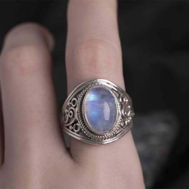 Ring 925 Silber Mondstein Heilung blauer Stein Fengshui Energie