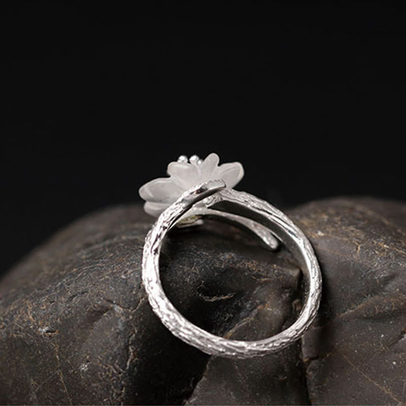 Ring 925 Silber Kristallblüte – Heilung Vintage Blume Stein Fingerring