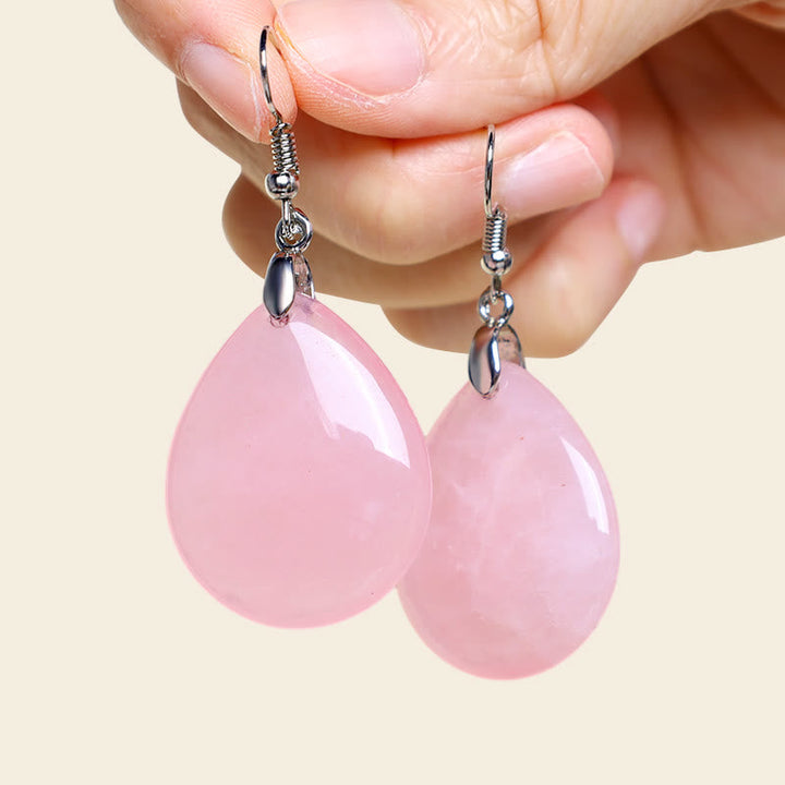 Ohrringe Aventurin Tropfen Heilung rosa getragen Hand Boho Schmuck spirituell