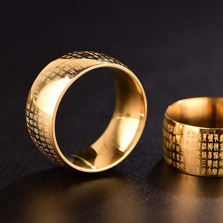 Ring Titanstahl Tibetisches Siegel Herzsutra Balance Schutz Glück