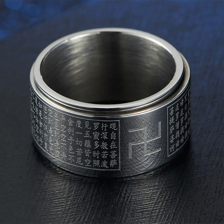 Ring aus Titanstahl mit Herzsutra Gravur Glück Schutz Fingerring