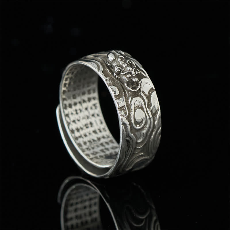 Pixiu Ring Kupfer Herzsutra Wohlstand Fengshui Glück Ornament