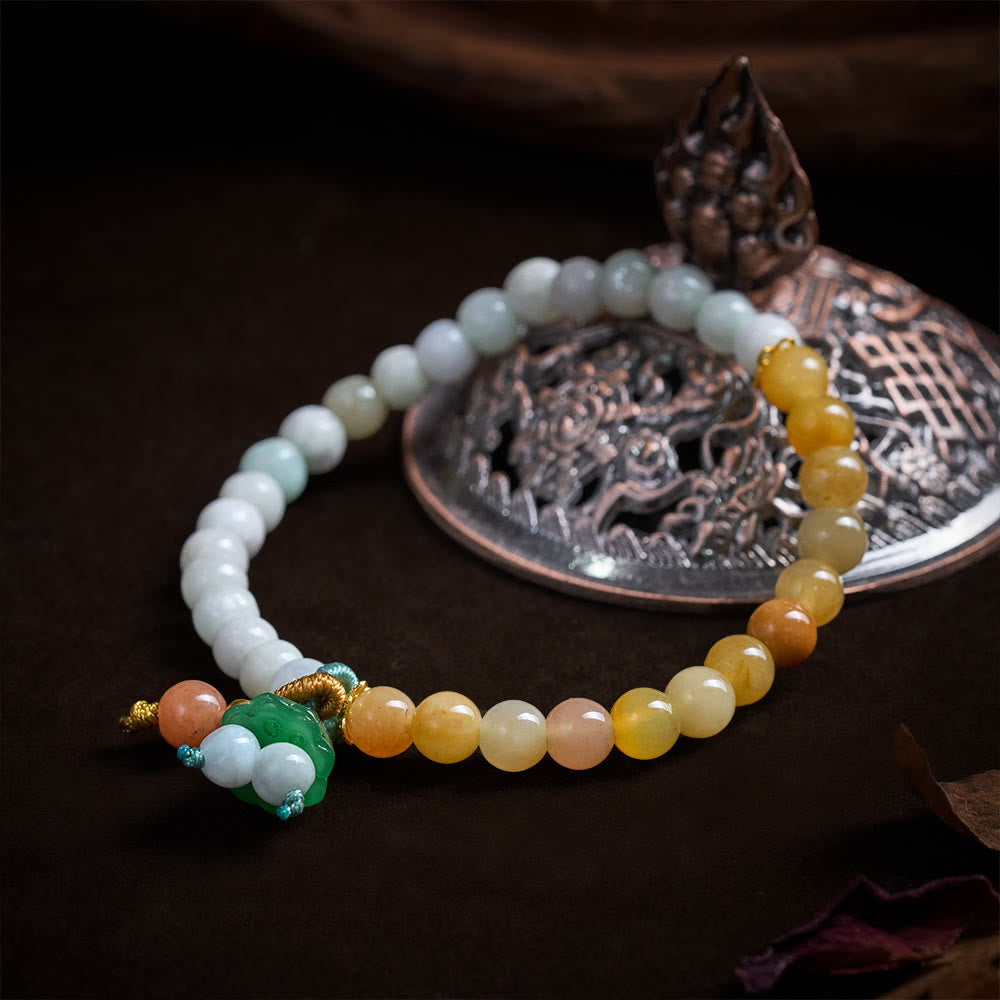 Armband Jade Lotus Glück Frieden Energie Perlen grüner Anhänger Handgelenk