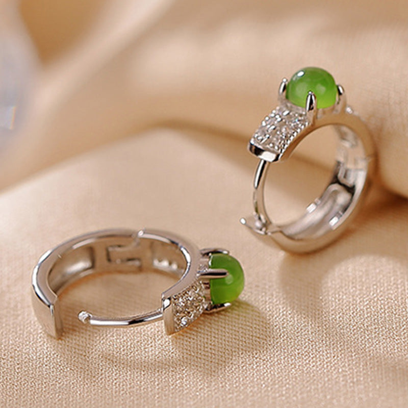 Jade Ohrringe Silber Creolen grüner Stein Boho Schmuck Erfolg