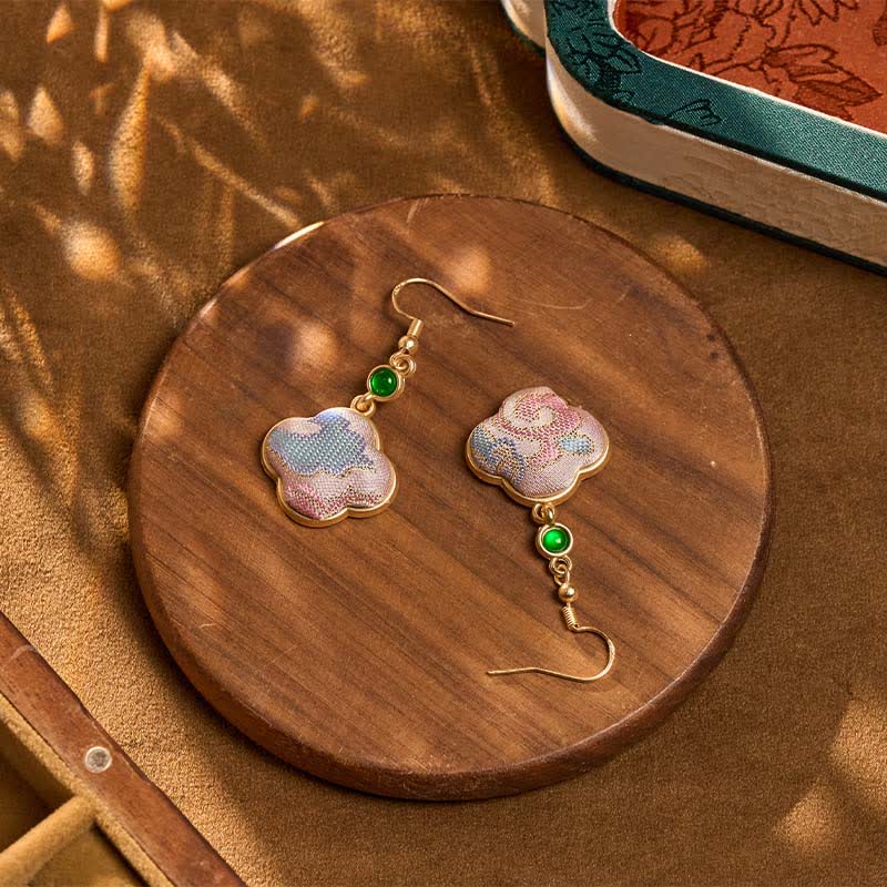 Ohrringe Songbrokat Jade Blumen Boho Schmuck spirituell Ohrhänger Holz