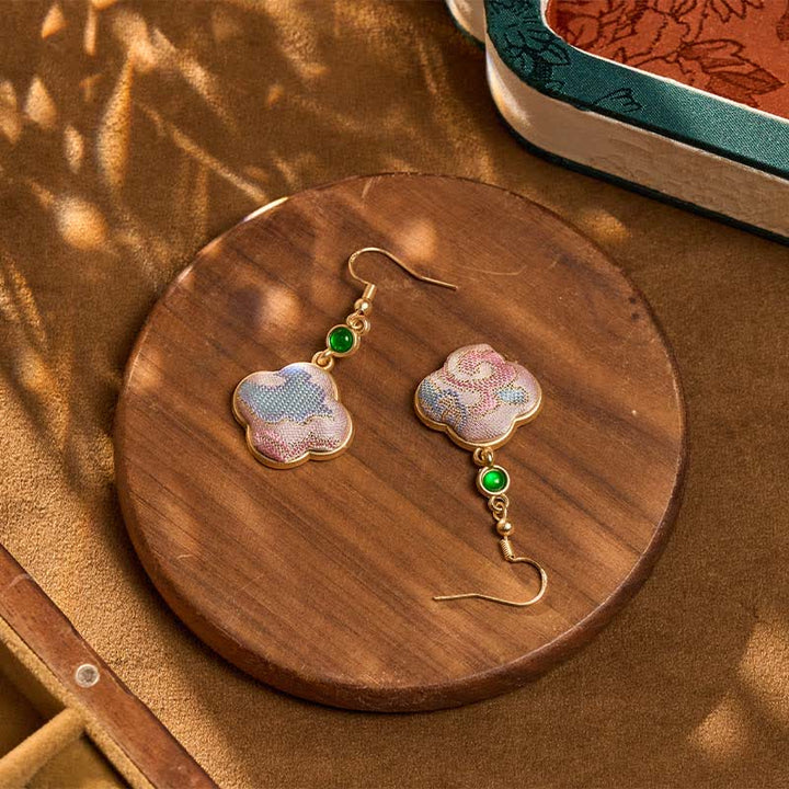 Ohrringe Songbrokat Jade Blumen Boho Schmuck spirituell Ohrhänger Holz