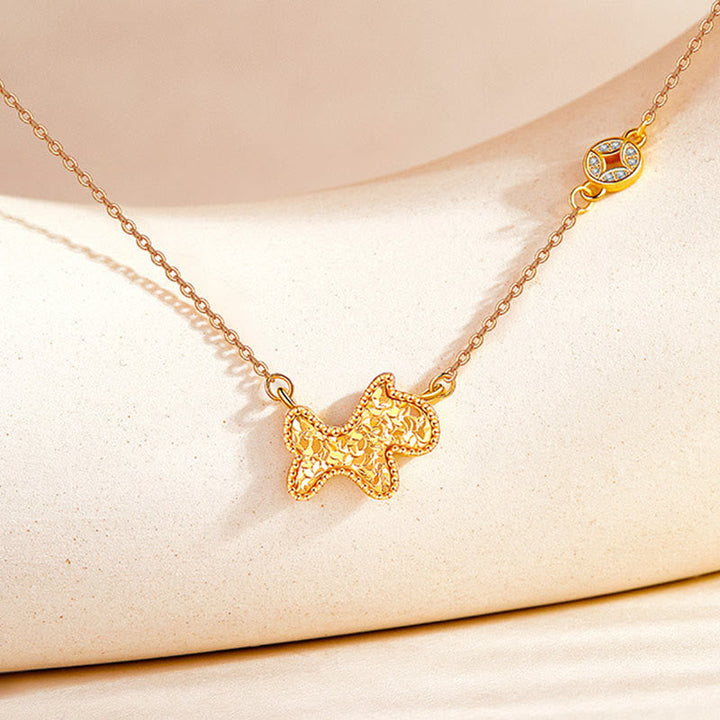 Goldene Anhänger Kette Pferd Münze Chinesischer Zodiak Symbol