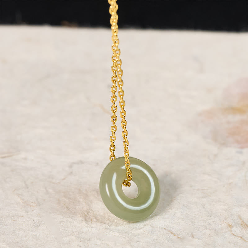 Grüner Jade Buddha Anhänger Kette goldfarben Schließe Natur