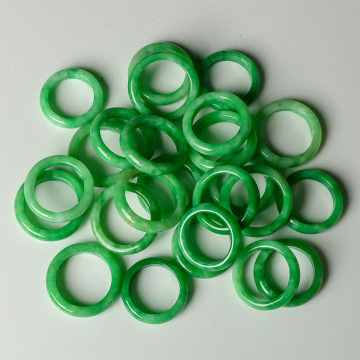 Grüne Jade Buddha Ringe Fülle Glück Schutz Fingerring
