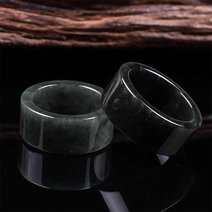 Zwei Jade Ringe Stein Glück Wohlstand Fülle Fengshui Schmuck