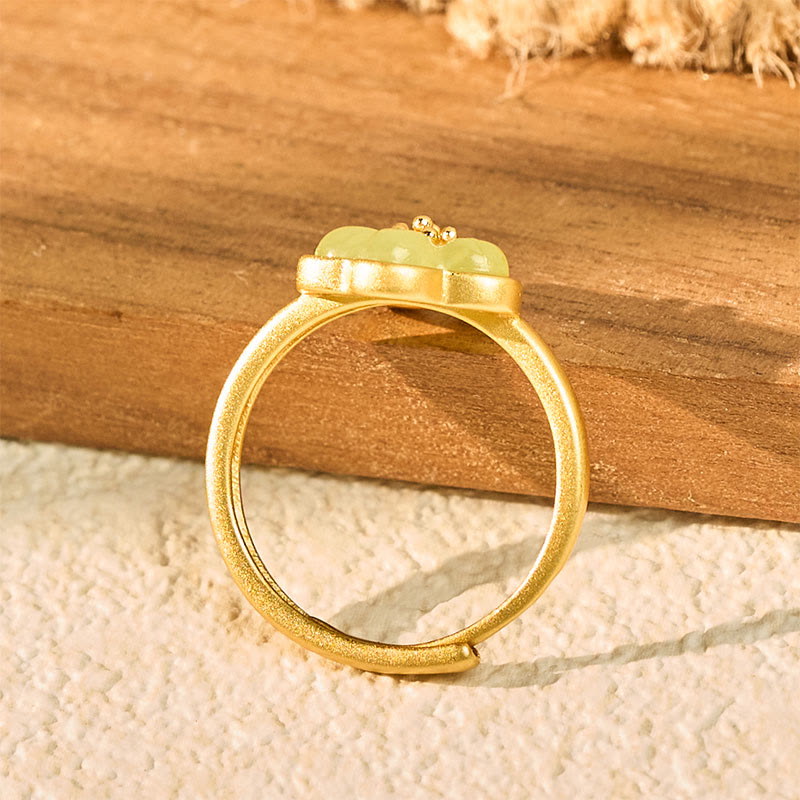 Ring Kupfer Hetian-Jade Pflaumenblüte eleganter Glück Fengshui Schutz