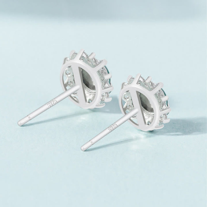 Ohrringe Jade Silber Glück Fülle S925 Ohrstecker Rückseite Boho Schmuck