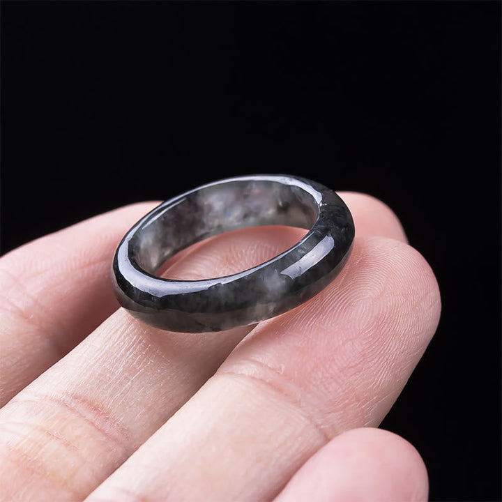Schwarzer Jade Ring Wohlstand Glück Fülle Feng Shui Schutz