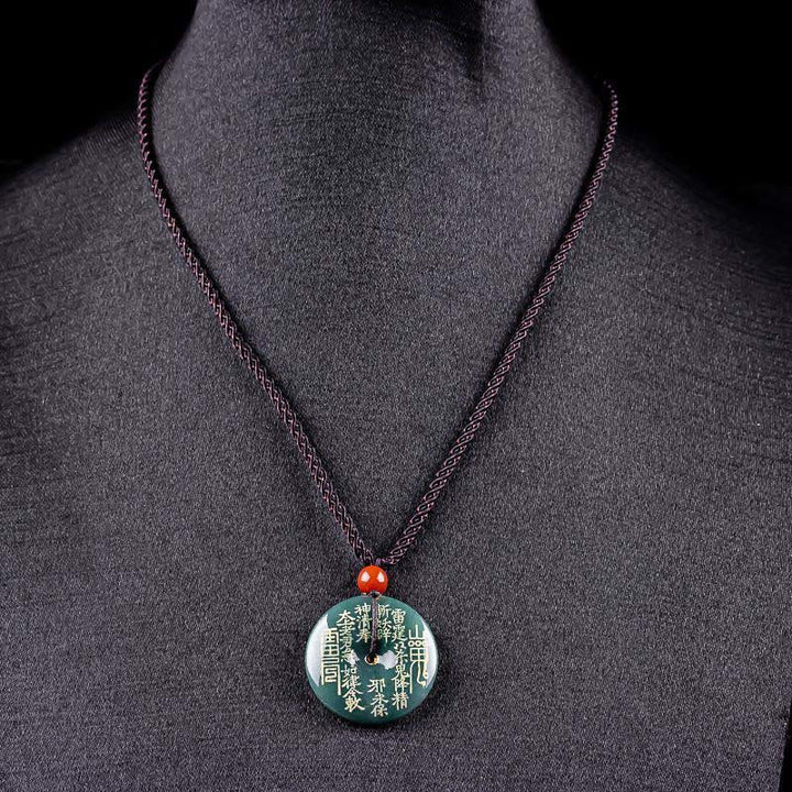 Jade Kette mit Pixiu Glückmünze Anhänger grüner Stein Glück