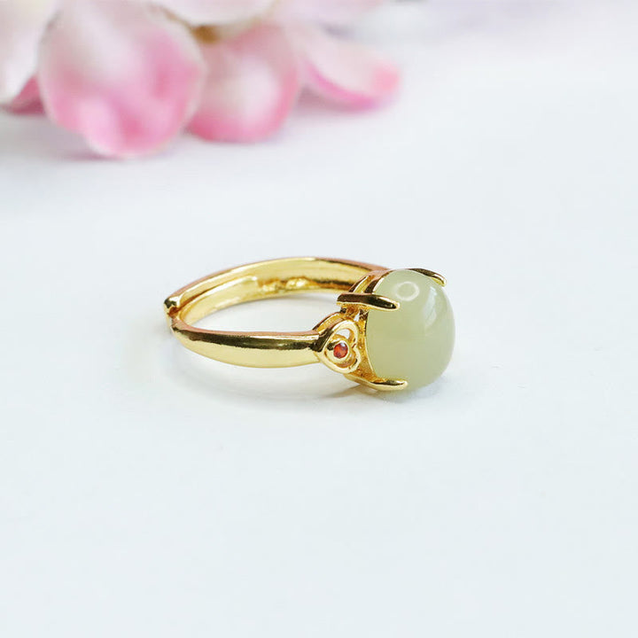 Ring Kupfer Hetian Jade Herz grün Glück eleganter Schmuck
