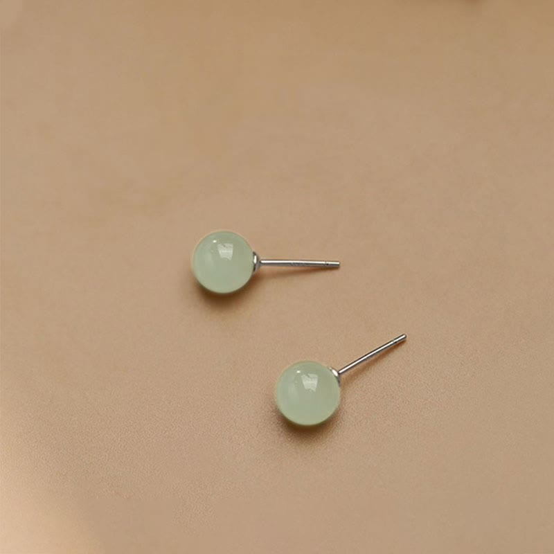 Ohrringe Jade Kugel Glück grüne Edelstein Ohrstecker Silber spiritueller Schmuck