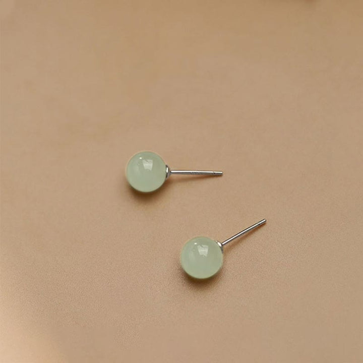 Ohrringe Jade Kugel Glück grüne Edelstein Ohrstecker Silber spiritueller Schmuck