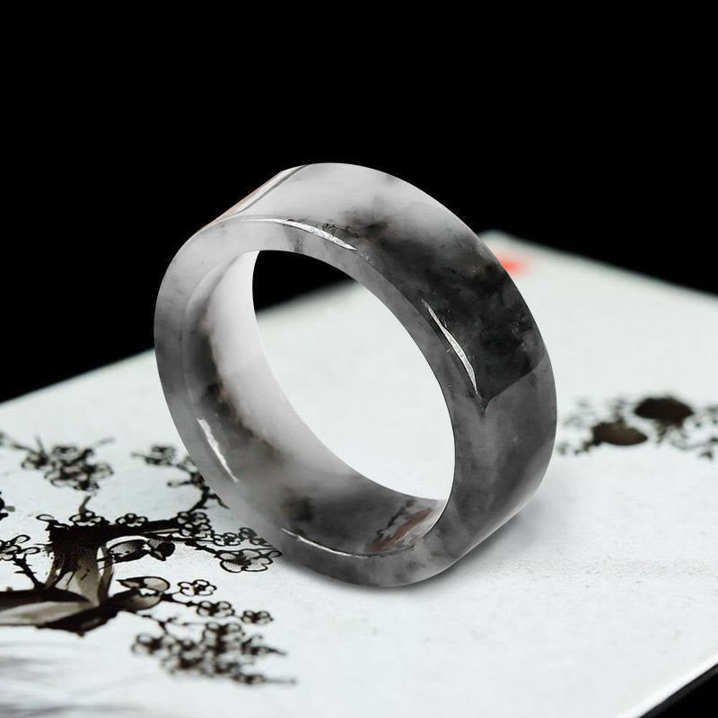 Jade Ring Glück Wohlstand – grauer Stein Feng Shui Schutz