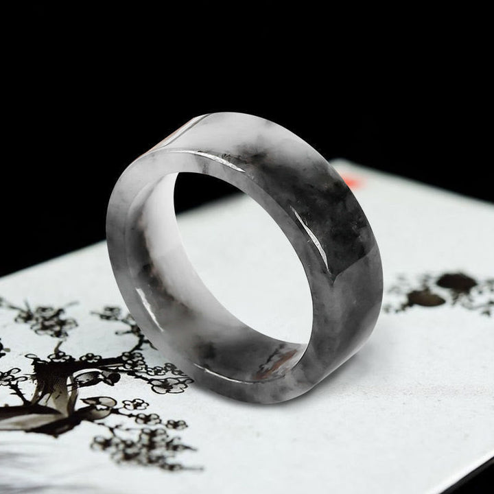 Jade Ring Glück Wohlstand – grauer Stein Feng Shui Schutz