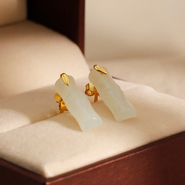 Ohrringe Jade Bambus – Glück & Wohlstand Gold Schmuckschatulle elegant