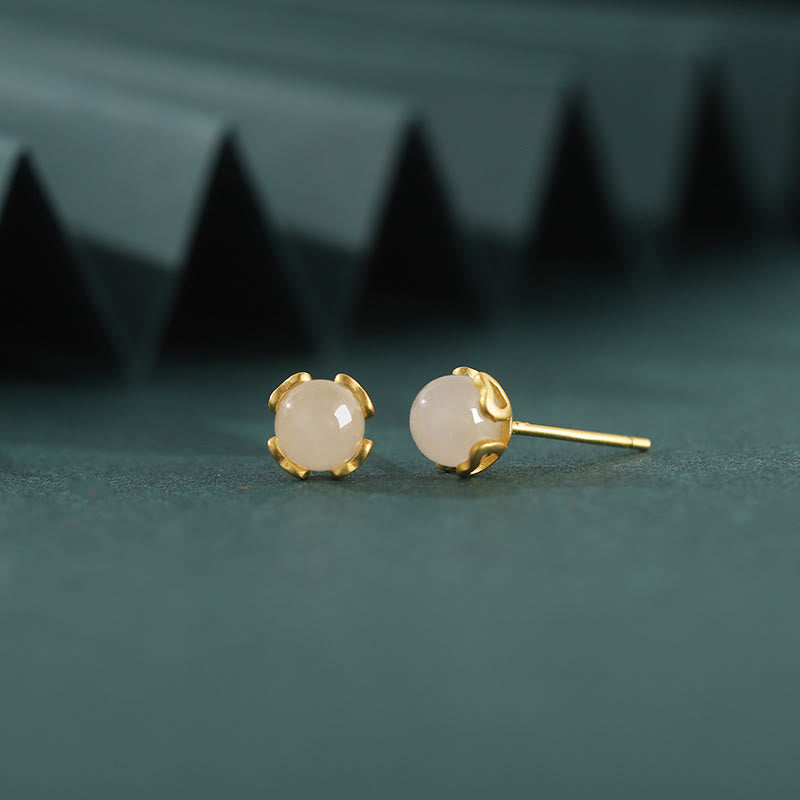 Ohrringe Jade Herz – Harmonie zarte Ohrstecker gold Boho Schmuck spirituell