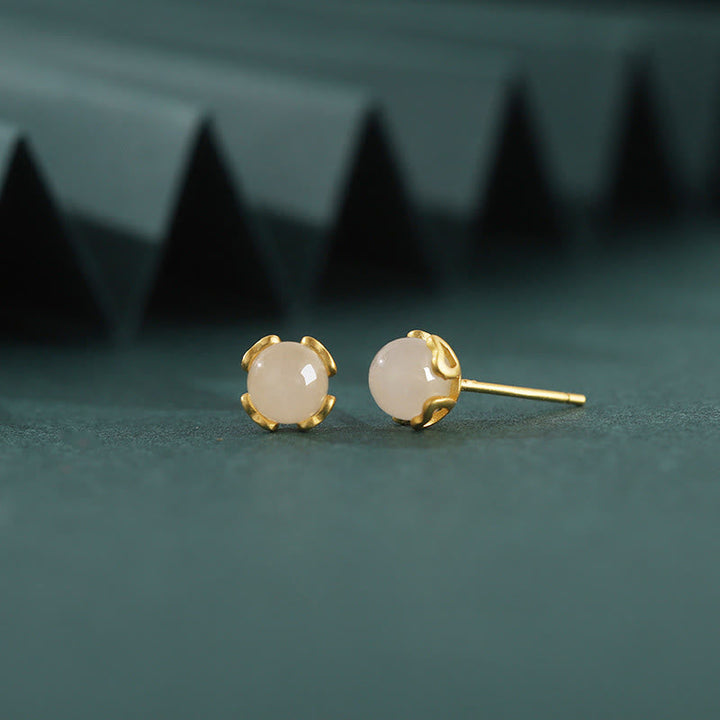 Ohrringe Jade Herz – Harmonie zarte Ohrstecker gold Boho Schmuck spirituell