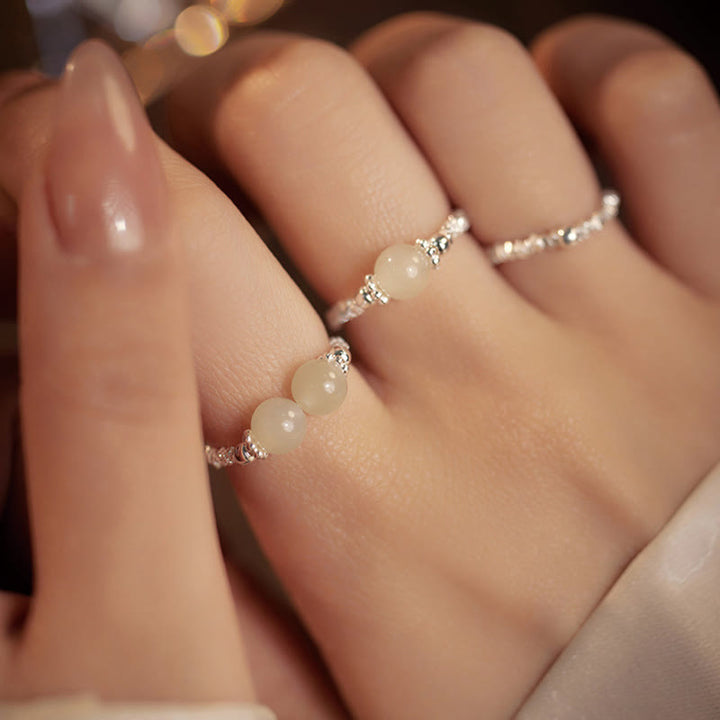 Ring 925 Silber Hetian Jade grüner Glück Fengshui Schutz Fingerring