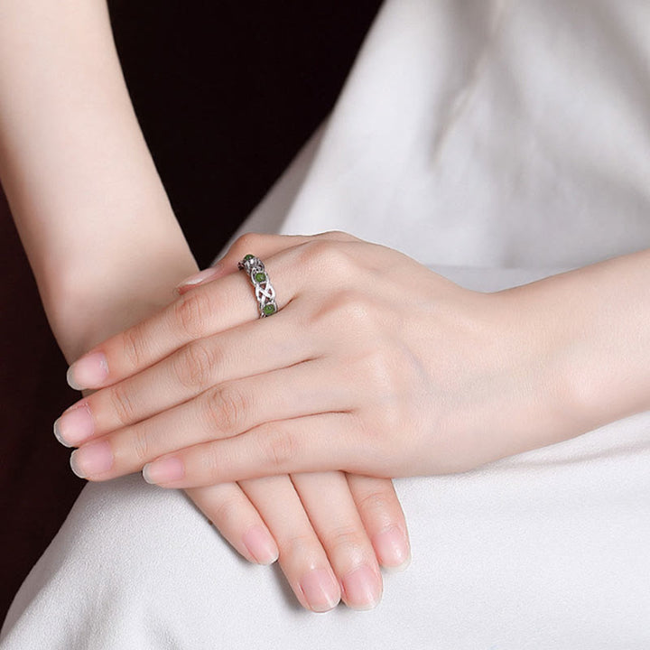 Ring 925 Silber vergoldete Jade für Erfolg und Glück Schutz