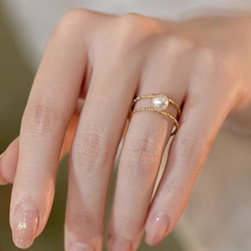 Kupfer Ring mit Jade Perle getragen Glück Fengshui Schutz