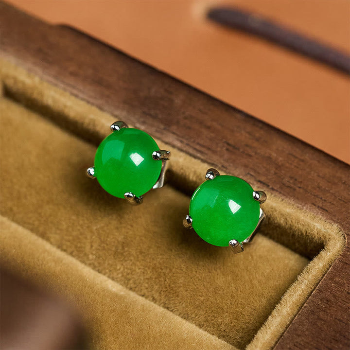 Jade Ohrringe 925 Silber grün Fülle Schmuckschatulle spirituell Ohrstecker