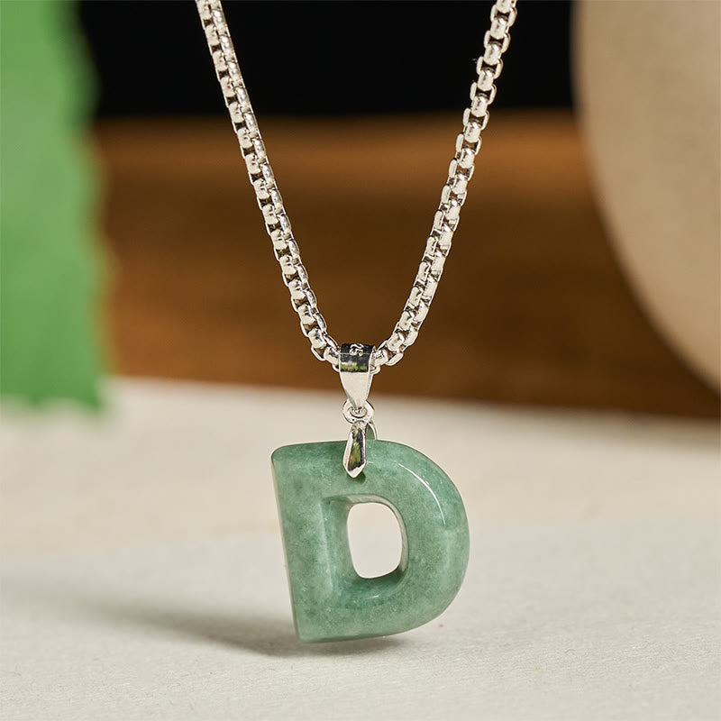 Kette Jade Buchstabe Titanstahl Natur – Wohlstand