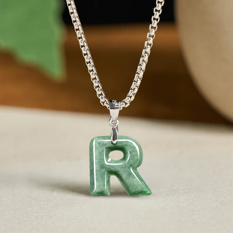 Kette Jade Buchstabe Titanstahl Natur – Wohlstand