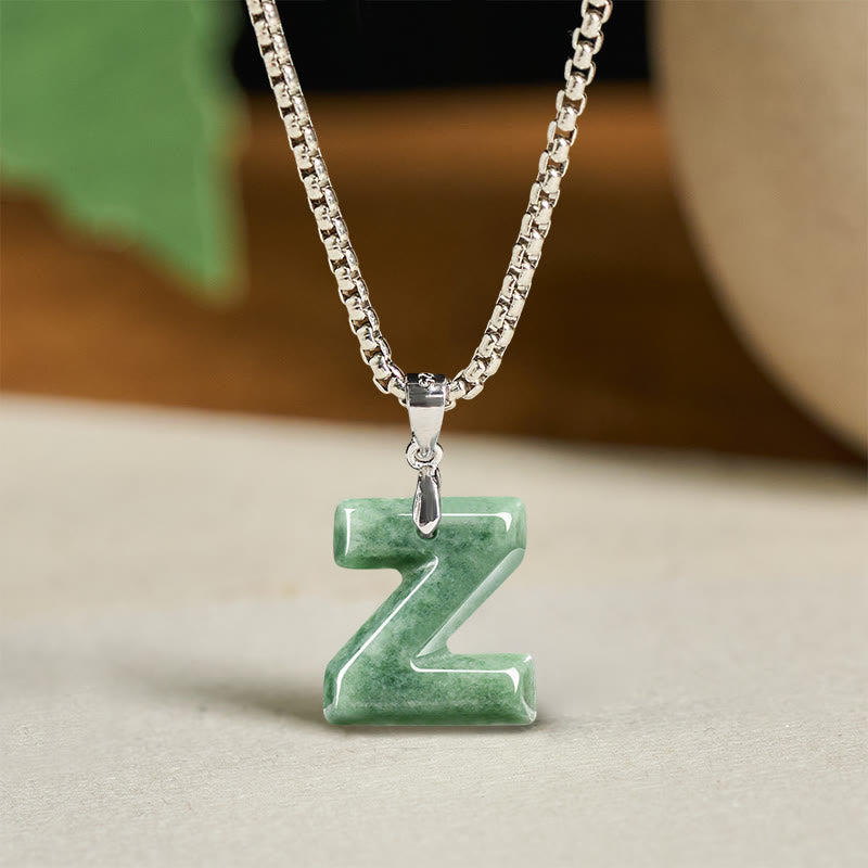 Kette Jade Buchstabe Titanstahl Natur – Wohlstand