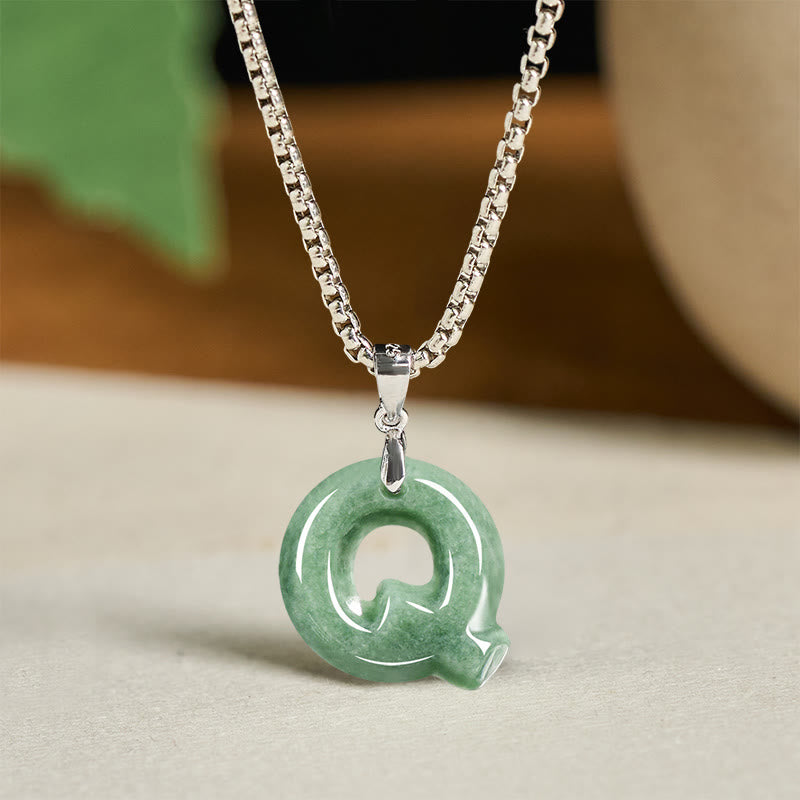 Kette Jade Buchstabe Titanstahl Natur – Wohlstand