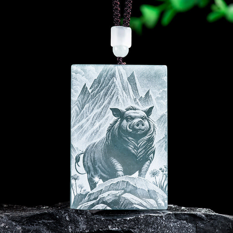 Kette Jade Pferd Gravur Chinesischer Zodiak – Fülle