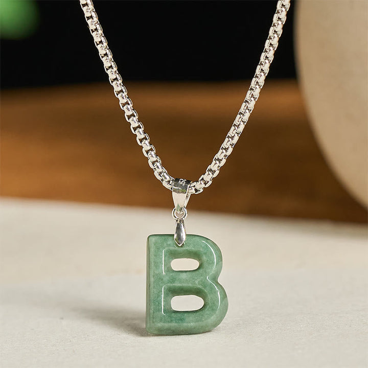 Kette Jade Buchstabe Titanstahl Natur – Wohlstand