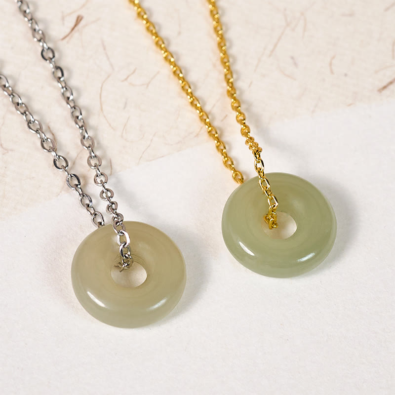 Jade Buddha Kette Donut Anhänger grün Naturstein Natur Schließe