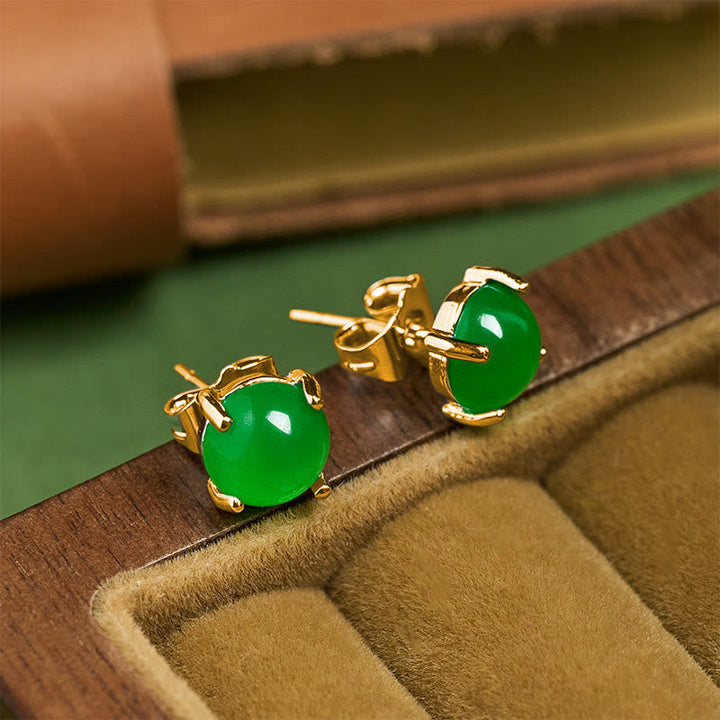 Jade Ohrringe 925 Silber Fülle grüne Ohrstecker Boho Schmuck spirituell