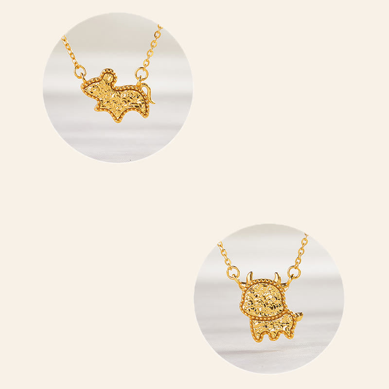 Goldene Zodiak Anhänger Kette Chinesisches Sternzeichen Schwein Münze