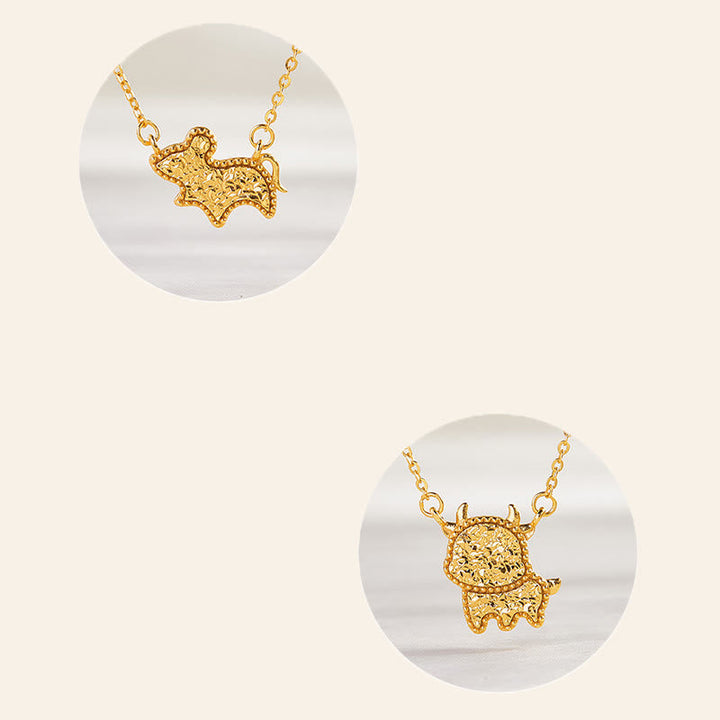 Goldene Zodiak Anhänger Kette Chinesisches Sternzeichen Schwein Münze