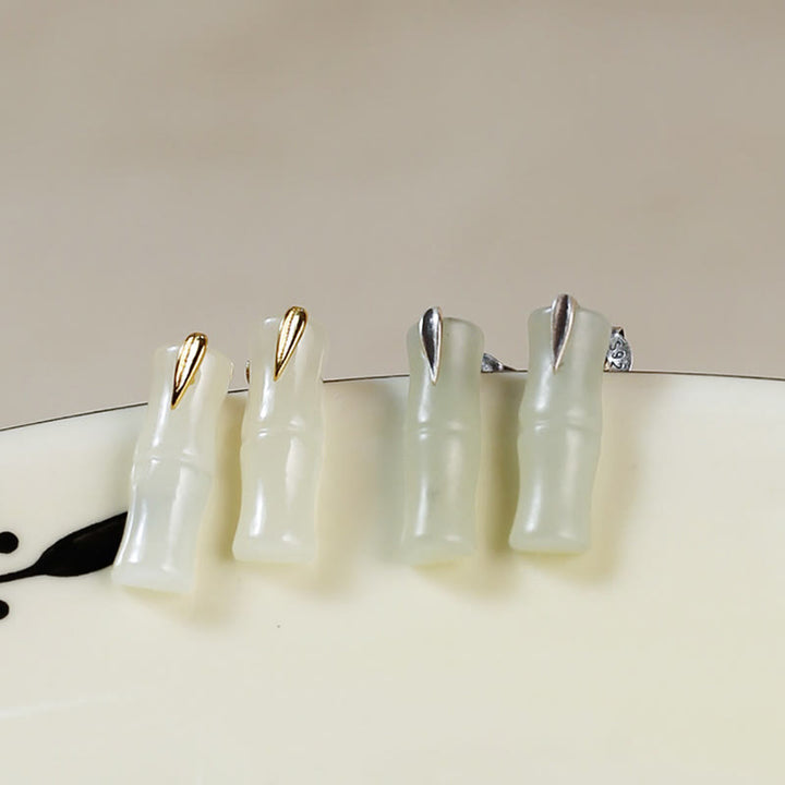 Ohrringe Jade Bambus Glück Wohlstand Silber Gold spiritueller Schmuck