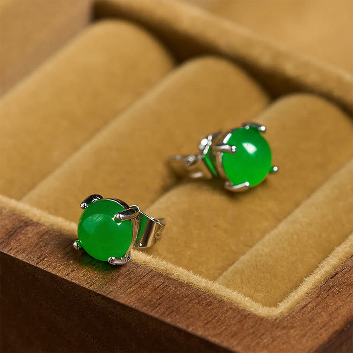 Jade Ohrringe Silber Ohrstecker grün Schmuckschatulle spirituell Fülle Boho