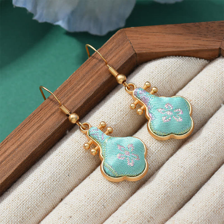 Ohrringe Song-Brokat Jade Blumen – Wohlstand türkis Boho Schmuck spirituell Ohrhänger
