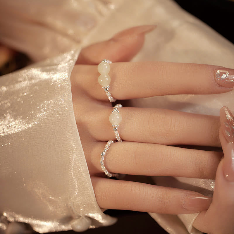 Ring 925 Silber Hetian Jade Glück Schmuckarmband elegant getragen
