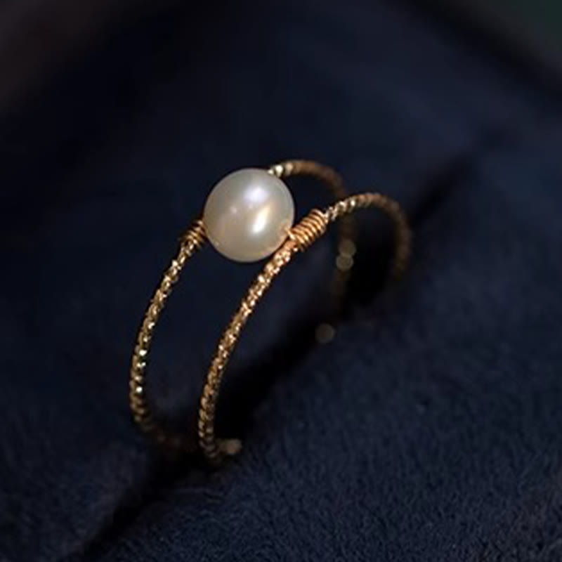 Kupfer Ring Perle Wicklung Fengshui Glück Jade Schmuck Fingerring