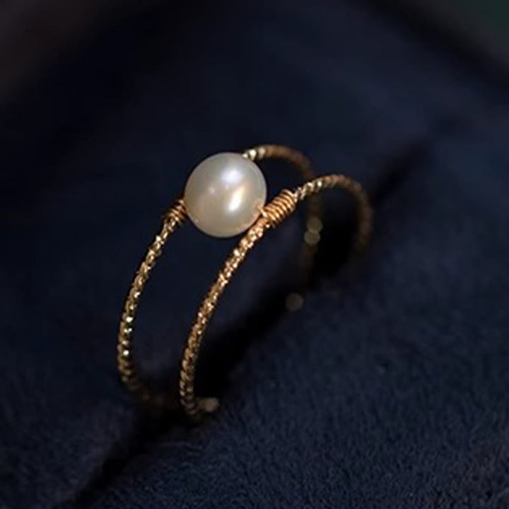 Kupfer Ring Perle Wicklung Fengshui Glück Jade Schmuck Fingerring
