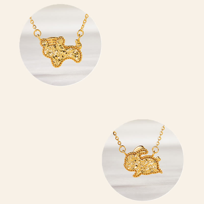 Goldener Anhänger Kette Chinesischer Zodiak Tiger Münz Design Schmuck