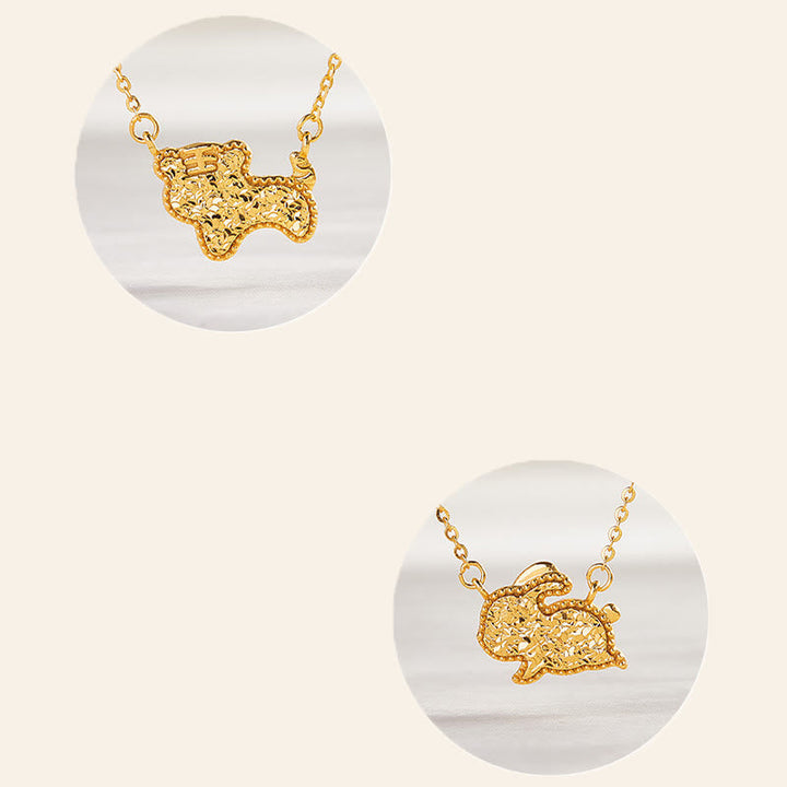 Goldener Anhänger Kette Chinesischer Zodiak Tiger Münz Design Schmuck