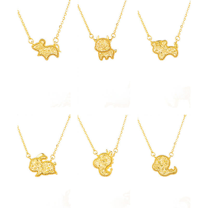 Goldene Chinesische Zodiak Anhänger Ketten Pferd Hase Ratte Stier