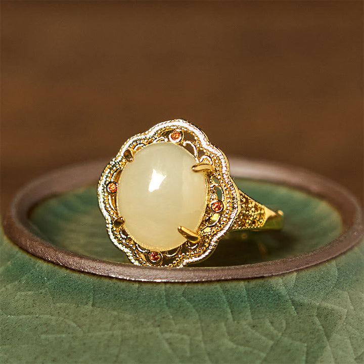 Ring Kupfer Hetian Jade Ei Glück Feng Shui Schutzring